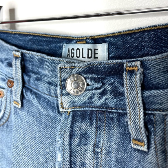 Agolde | Jamie Classic High Rise Distressed Jeans in Resolution 25 Raw Hem - Picture 3 of 11